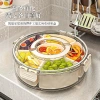A portable household round covered snack box with a handle, a six-compartment rotating fruit plate, a sealed moisture-proof dried fruit plate details Picture